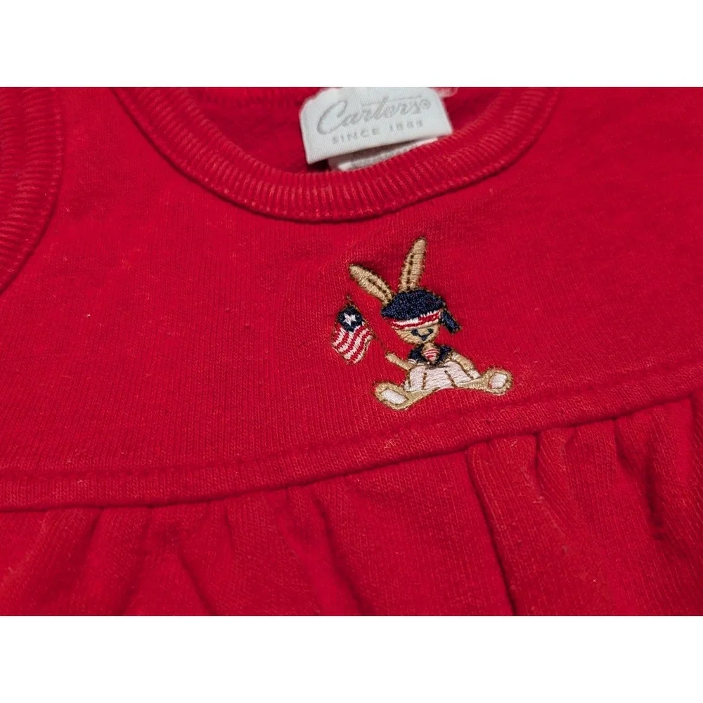 Baby Girl Carters Clothes 3-6 Months Red One‎ Piece Sleeveless Bunny USA Flag